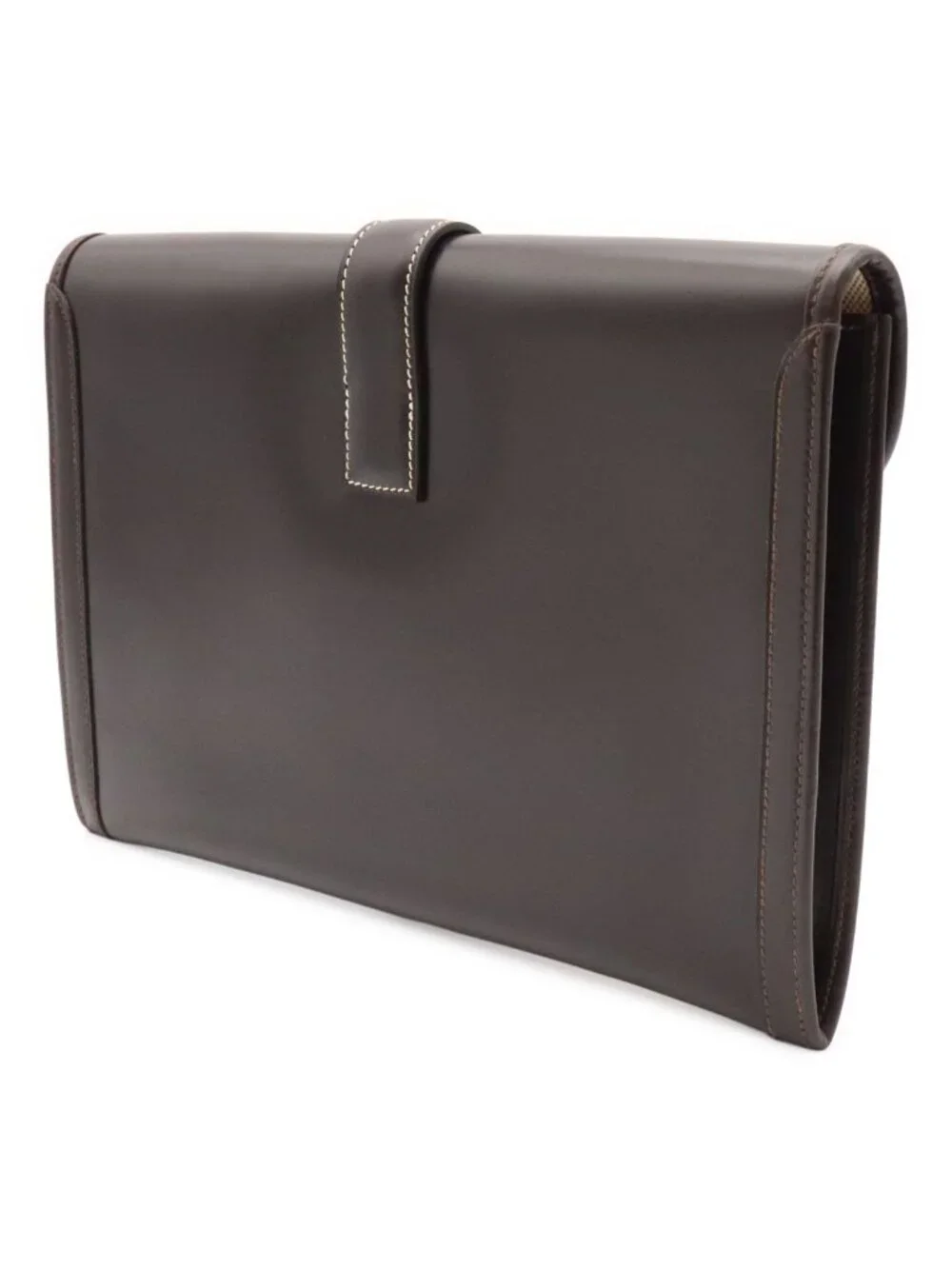 Hermes Jije PM Clutch Business Leather Dark Brown